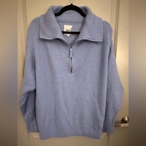 Aerie Light Blue Zip-Up Waffle Sweater | Size Small